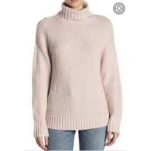 Olivia‎ Sky Womens Pullover Sweater Pink Marled Stretch Turtleneck Ribbed S New